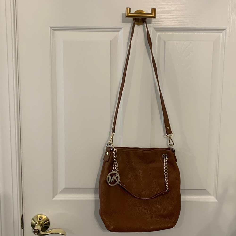 Michael Kors classic brown Pebbled Leather dual Crossbody/shoulder bag